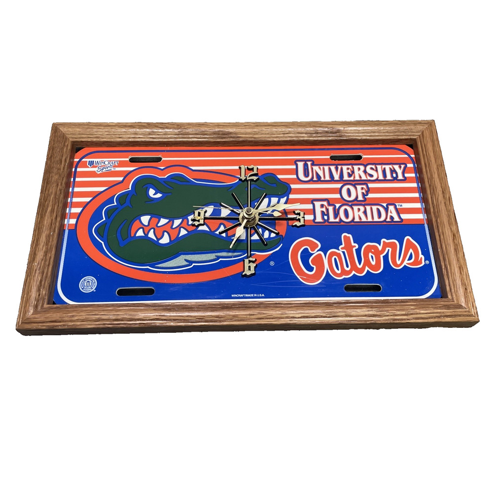 Rare WinCraft Florida Gators Framed License Plate Wall Clock NCAA Officially Lic